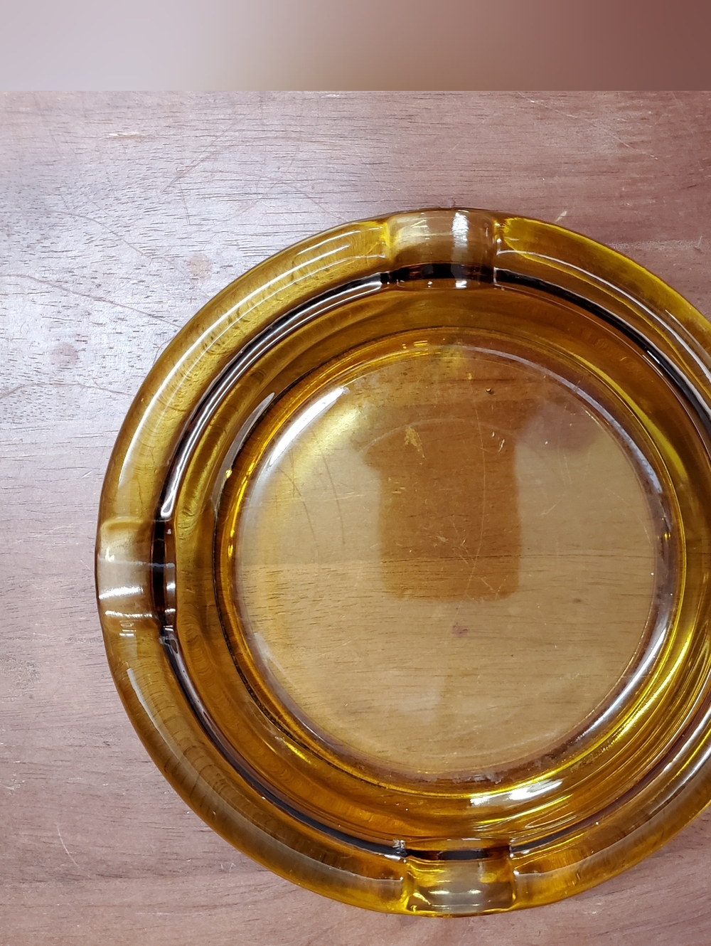 Vintage MCM Amber Large 8" Cigar Ashtray
